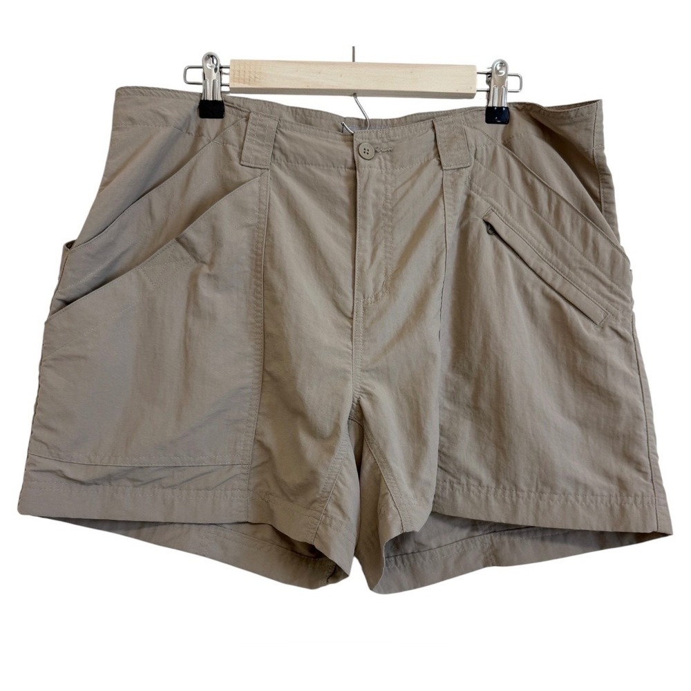 Royal Robbins Womens Tan Supplex Nylon Hiking Utility Shorts Size 14 Khaki